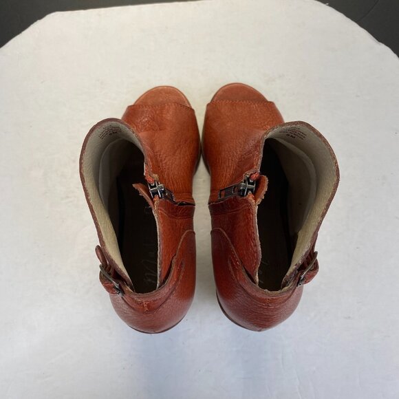 Matisse Folk Brick Red Leather Peep Toe Booties Boots Shoes Lulus Size 8M - Picture 9 of 16